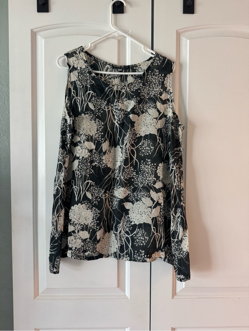 Bryn Walker Black & Cream Floral Tank Top